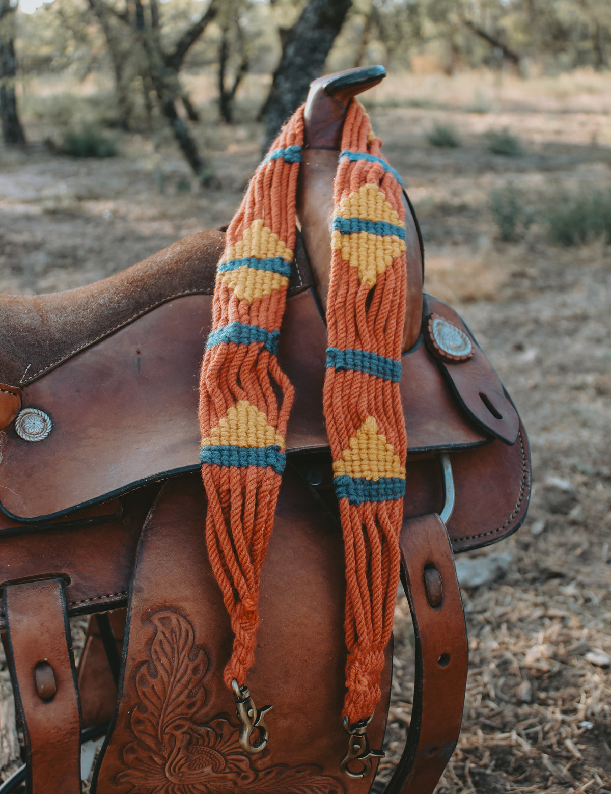 Hand braided wool purse strap - red/yellow/blue
