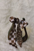 Neutral Checkered Brand Twilly