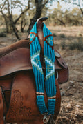 Hand braided wool purse strap - blue/maroon/white